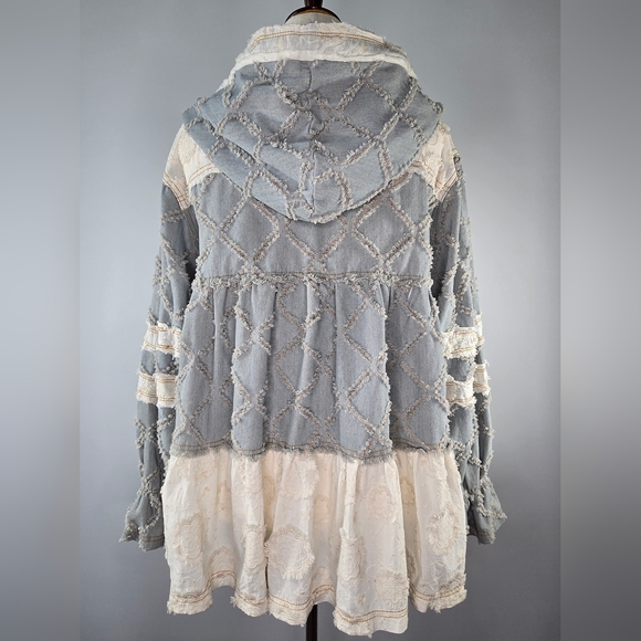 POL Clothing Long Sleeve A-Line Zip Up Hoodie Woven Top Jacket Women’s Size M - Picture 6 of 10